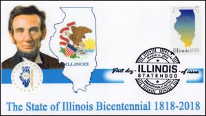 18-052, 2018, Illinois Statehood, Lincoln, Pictorial Postmark, FDC