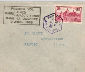 FRANCE Air Mail 1935 Cover FIRST FLIGHT *CORSICA* Ajaccio Paris AIR FRANCE YZ99