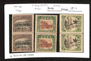 Niue Postage Stamp, #40, 39, 41 Pairs Mint Hinged, 1920