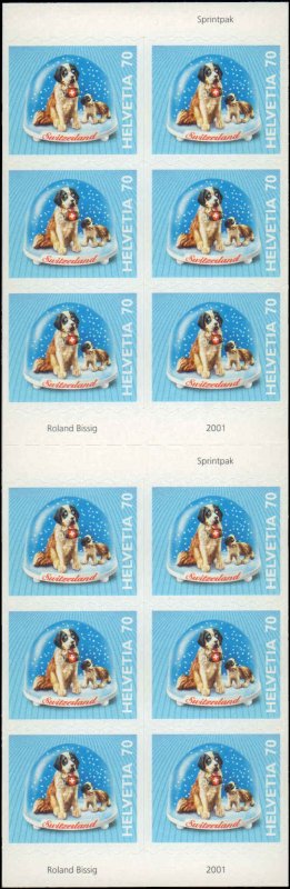 2001 Switzerland #1101a, Complete Set, Booklet of 12, Never Hinged