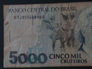 ​BRAZIL-1990-CENTRAL BANK $5000 CRUZEIRO-CIR-VERY FINE WE SHIP TO WORLDWIDE