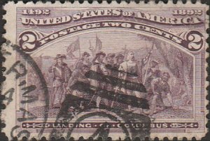 # 231c Used Landing Of Columbus Broken Hat