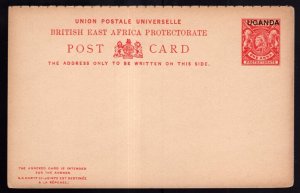 Uganda Overprint on British East Africa QV Post Card With Attached Reply Card