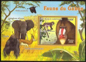 Gabon 2008 Fauna Monkeys S/S MNH