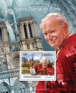 GUINE BISSAU 2013 SHEET NOTRE DAME PARIS POPES JOHN PAUL BENEDICT gb13101b