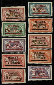 Memel #C20-9 cpl set MH Flugpost