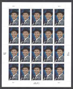 4265 Frank Sinatra New Jersey Singer Extrordinaire Sheet of 20 SA 42 cent stamps