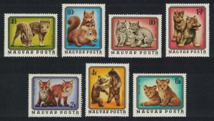 Hungary Boar Squirrel Lynx Wolf Fox Bear Lion Cubs Young Animals 7v 1976 MNH