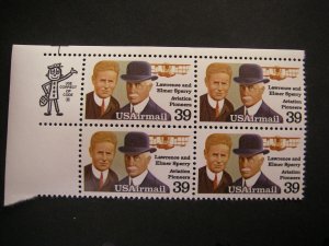 Scott C114, 39c Sperry Brothers Aviation Pioneers, Zip block of 4 UL, MNH Beauty