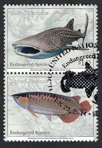 United Nations #1098 & 1100 2x $1.15 2014 Endangered Species. Used.