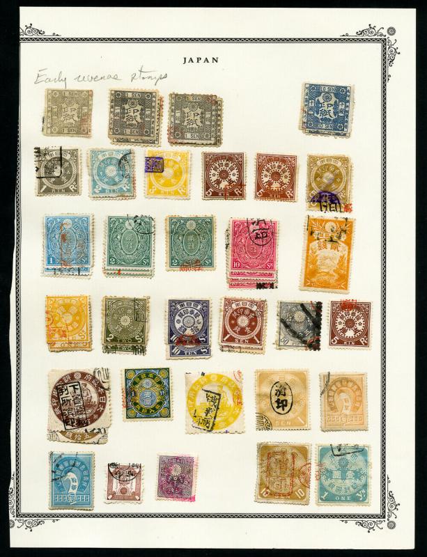 Japan Early Revenue Stamp Lot +45 Pieces