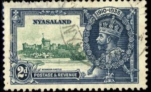 NYASALAND - 1935 - SG 124 - 2d KGV Silver Jubilee - VFU (b)