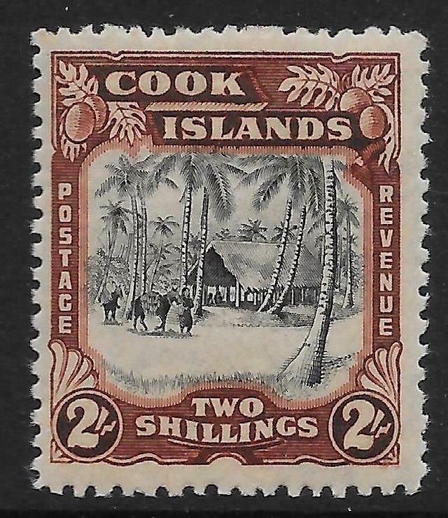 COOK ISLANDS SG144 1945 2/= BLACK & RED-BROWN MTD MINT