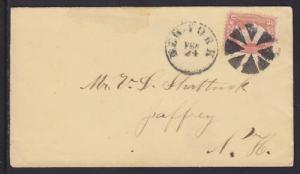US Sc 65 on NY Circle of Wedges Fancy Cancel Cover to Jaffrey, NH