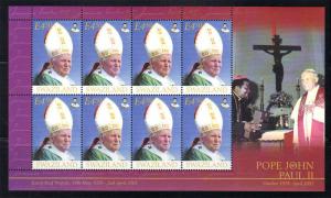 Swaziland – Pope John Paul II - 1978-2005 – 8 Stamp Sheet - 19P-001