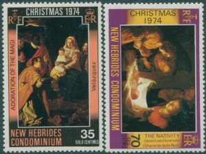 New Hebrides 1974 SG197-198 Christmas set MNH