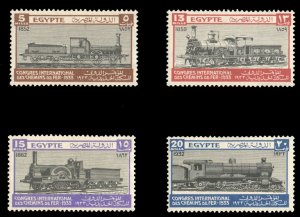 Egypt #168-171 Cat$77, 1933 International Railroad Congress, set of four, hin...