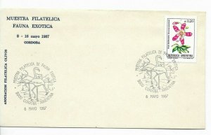 ARGENTINA 1987 SPECIAL POSTMARK PHILATELIC EXOTIC FAUNA SAMPLE BIRDS FLOWERS