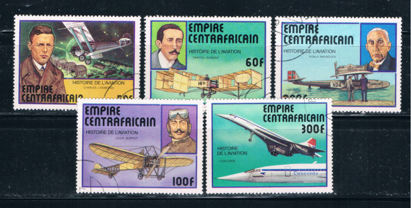 Central African Rep 297-301 Used set Planes (C0118)