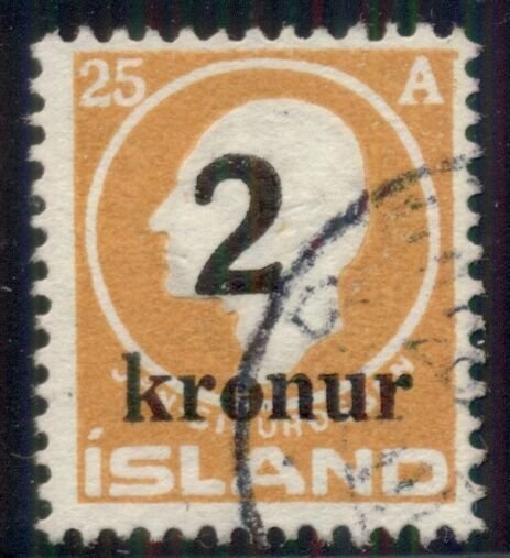 ICELAND #149 (121) 2kr/25aur Ovpt, used, Scott $140.00