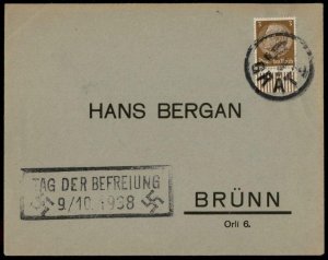 3rd Reich Germany Graetz Sudetenland Annexation Provisional Cover G67079