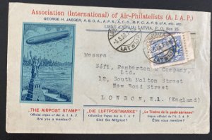 1926 Libau Latvia Air Philatelist Association Cover To London England