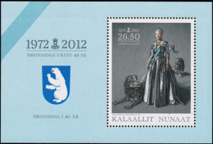 607a Queen Margaret II 40th Anniv MNH S/S CV$10 2012 Dogs Polar Bear