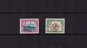Aden: 1951 King George VI, new currency surcharge,  2/- & 5/-MLH