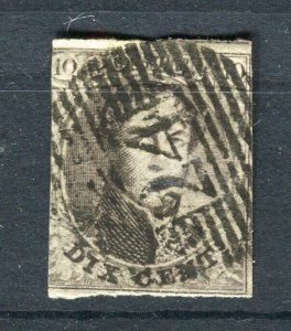 BELGIUM; 1850s early classic Leopold Imperf issue used 10c. value fine POSTMARK