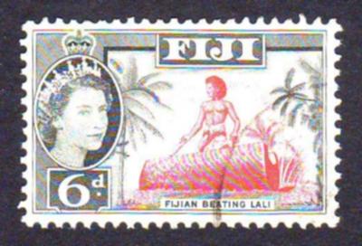 Fiji 1961 Sc#168, SG#303 6d Red/Black Native Drummer VFU