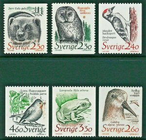 Sweden 1723-8 MNH Animals, Birds, Bear, Frog, Owl