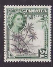 Jamaica-Sc#154- id7-used QEII set-Royal Visit-1953-