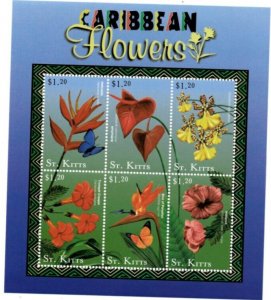 Saint Kitts 2001 - Flowers - Sheet Of 6 Stamps - Scott #484 - MNH