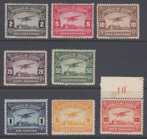 Ecuador 1929 Airmail Complete Set M Mint, 10s MNH. Scott C8-C15