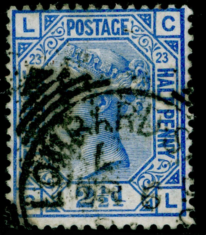 SG157, 2½d blue plate 23, USED. Cat £35. CL