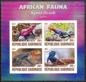 Gabon MNH S/S Lizards 2017