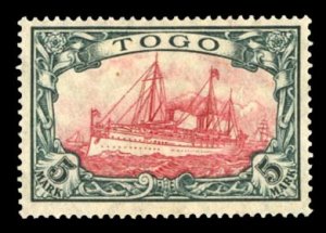 German Colonies, Togo #23avar (Mi. 23IIa) Cat€220, 1902 5m slate and carmin...