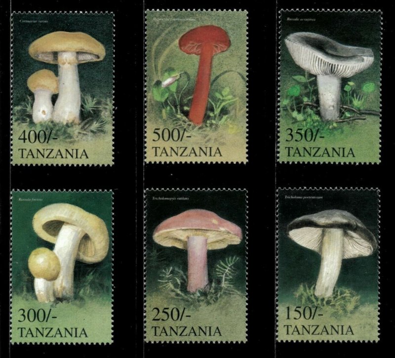 Tanzania 2000 - Mushrooms of the World - Set of 6 Stamps - Scott 1990-95 - MNH