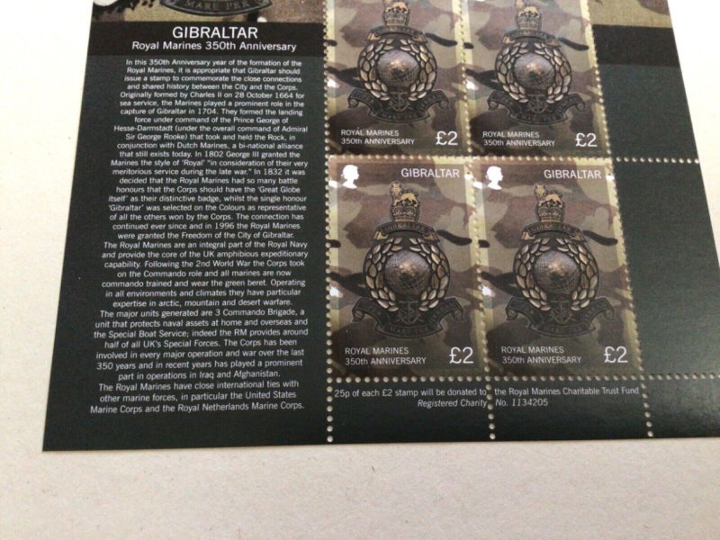 Gibraltar 2014 Royal Marines mint never hinged  stamps sheet  A14071