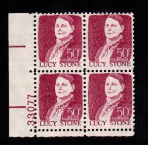 #1293 Lucy Stone Plate Block Plate #33077 LL (Untagged) - MNH