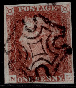 GB QV SG8, 1d red-brown PLATE 37, USED. Cat £110. BLACK MX NL