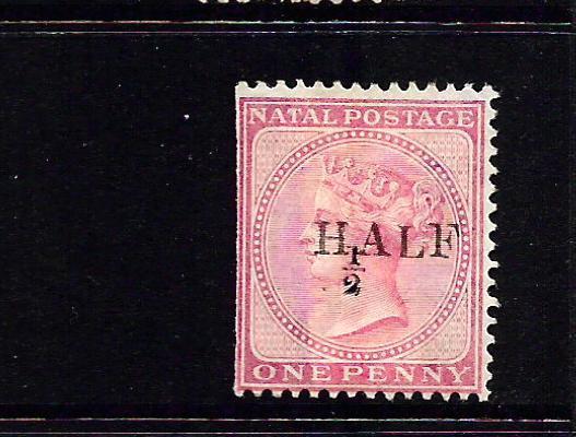 NATAL  1877  1/2d on 1d    QV   MLH   SG 86