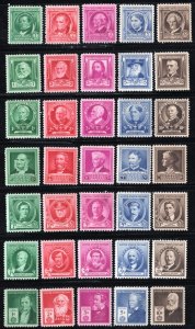 SC#859-93 Famous Americans (1940) MLH