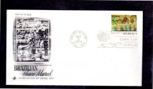 UNITED NATIONS NEW YORK #247 10 CENT PEACE MURAL #6 ENVELOPE FDC MINT NH b