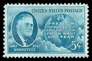 PCBstamps   US # 933 5c FDR & Globe, MNH, (35)