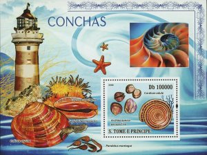 Shells Stamp Seashell Callista Erycina Pandalus Montagui S/S MNH #3756 / Bl.667