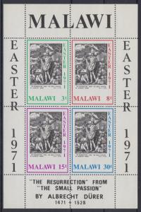 XG-AD460 MALAWI - Paintings, 1971 Engravings Of Durer, Easter MNH Sheet