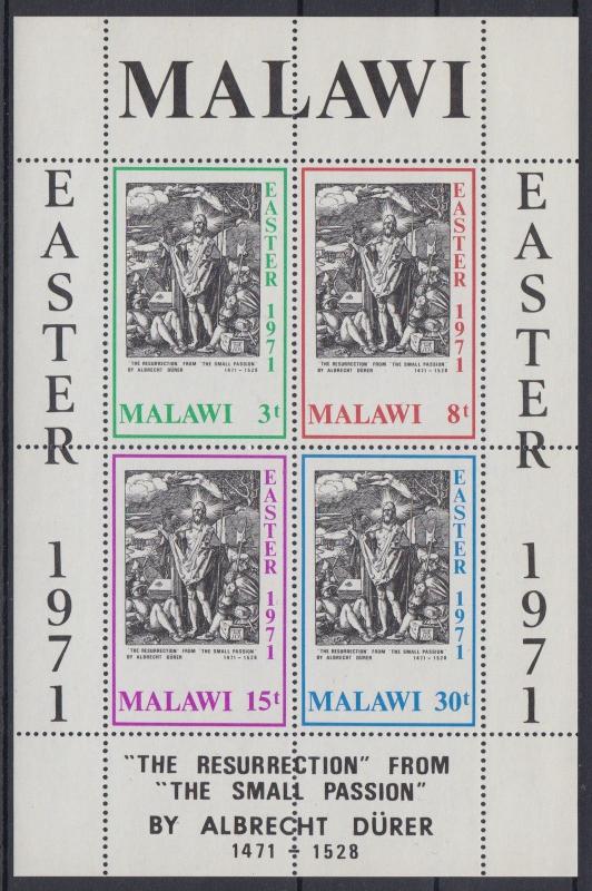 XG-AD460 MALAWI - Paintings, 1971 Engravings Of Durer, Easter MNH Sheet