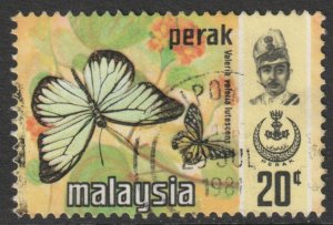 Malaya Perak Scott 152a, 1977 Butterflies 20c used