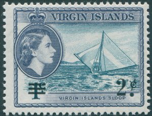 British Virgin Islands 1962 2c on 1c turquoise & slate-violet SG163 MNH